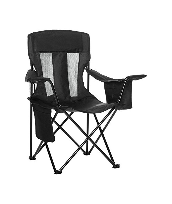 Fitness AmazonBasics - Silla de camping con enfriador, Negro