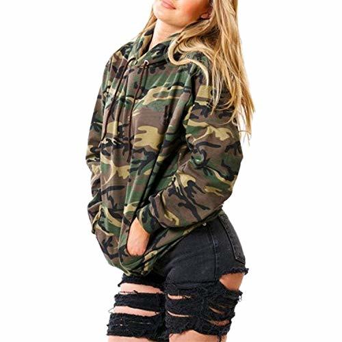 Sudadera con Capucha Mujer Primavera Otoño Sudaderas Manga Larga Camuflaje Hoodie Hoody