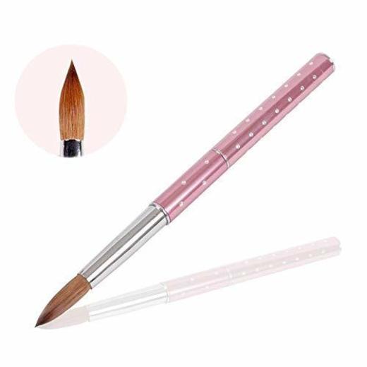 1Pc 14 # Nail Art Brush Brush Pink Metal y Diamond Handle