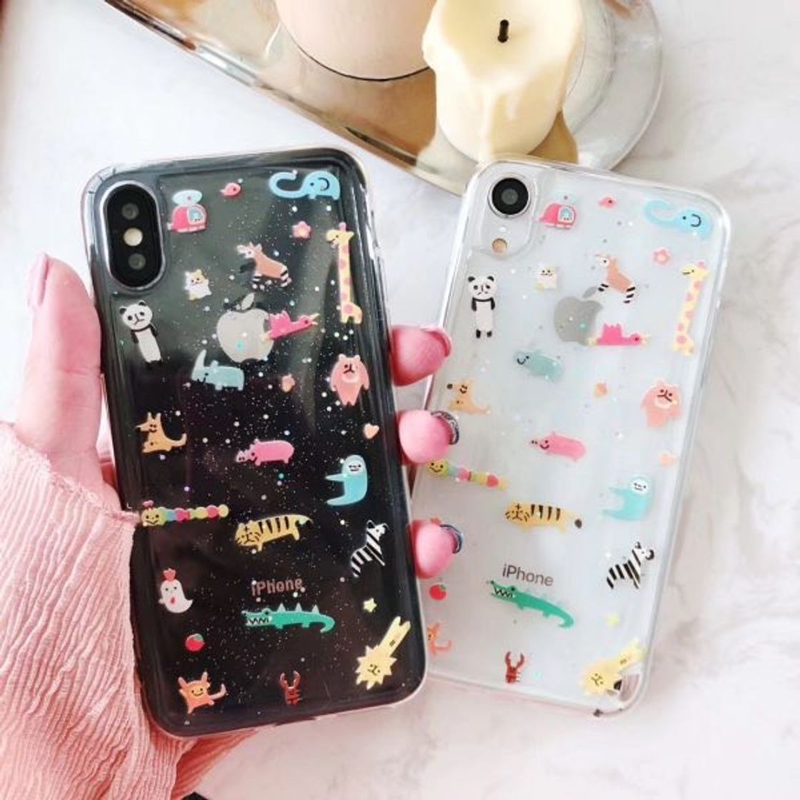 Moda Funda iPhone animales y purpurina