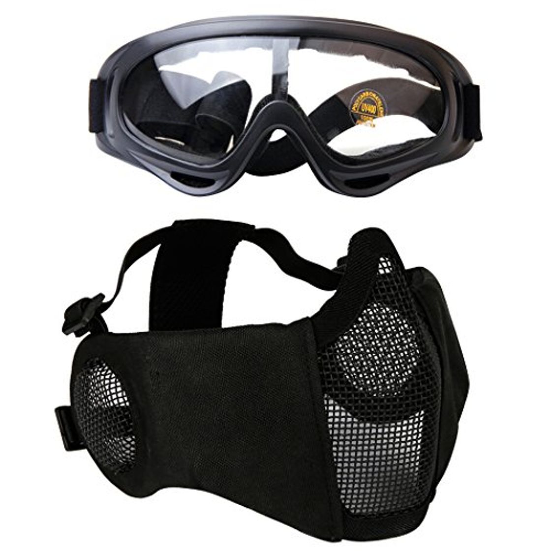 Fitness Fansport Mesh Mesh Mask Máscara Ajustable Máscara Ajustable Máscara Ajustable Airsoft con Gafas de Seguridad