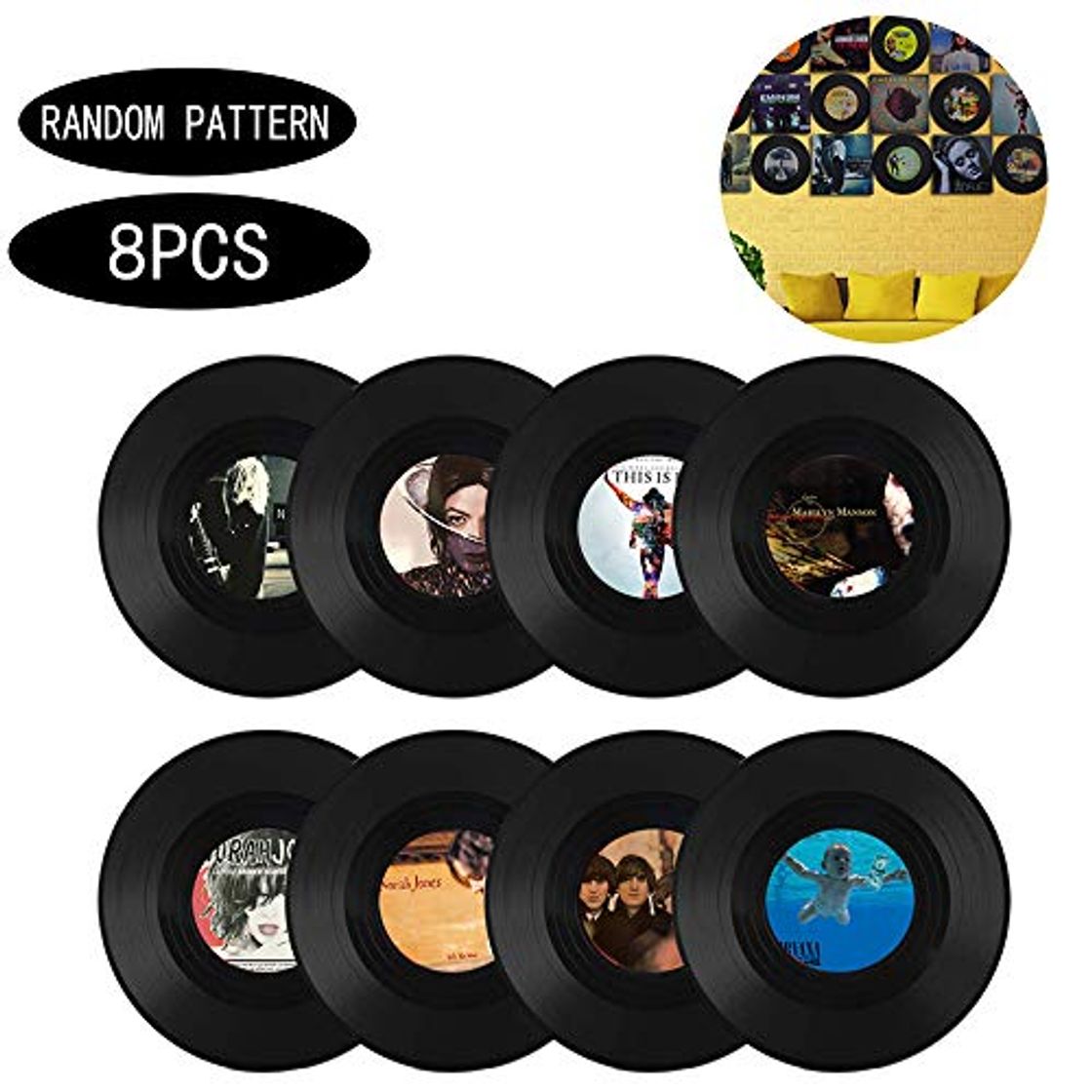 Product Vinyl Record Decoration, 8 Pieces Roll Music Party Decorations Record, Vinyl Record