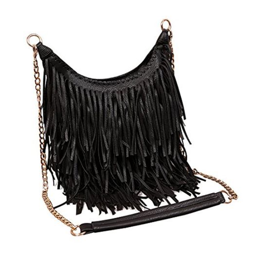 LUI SUI Mujer Faux Suede Fringe Tassels Cross