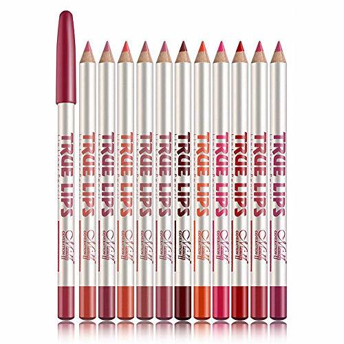 Belleza 12 Varios colores Lip Liner Set Lápiz labial resistente al agua Lip