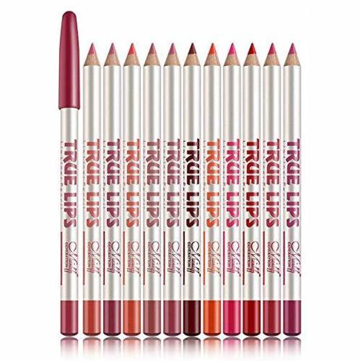 12 Varios colores Lip Liner Set Lápiz labial resistente al agua Lip