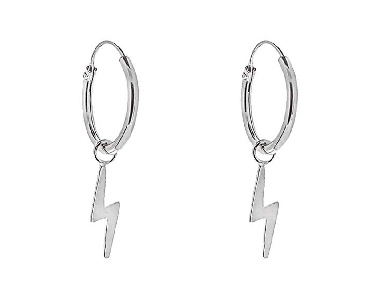 Social Pendientes Aro con Colgante de Plata de Ley 925 Rayo