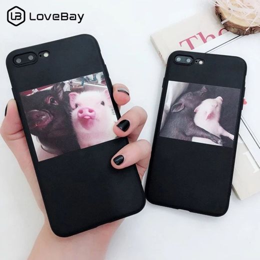 Funda de silicona Lovebay para iPhone cerditos