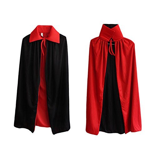 Places Ecloud Shop® Negro Rojo Vestido Reversible Goth Devil Pirate Vampire Demon Cloak