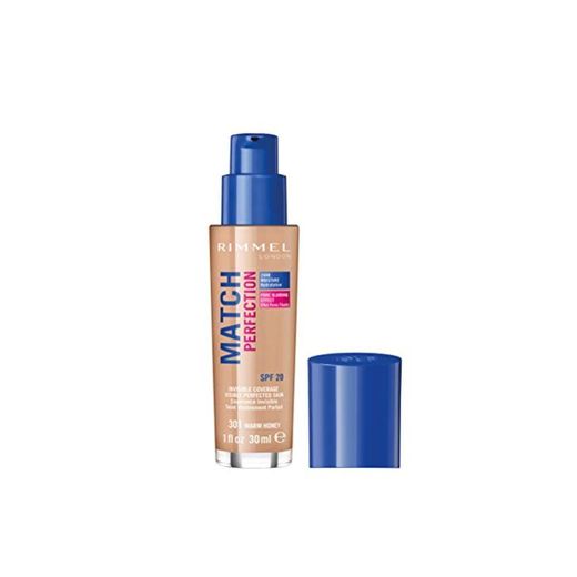 Rimmel London Match Perfection Foundation Base de Maquillaje Tono 301 Warm Honey