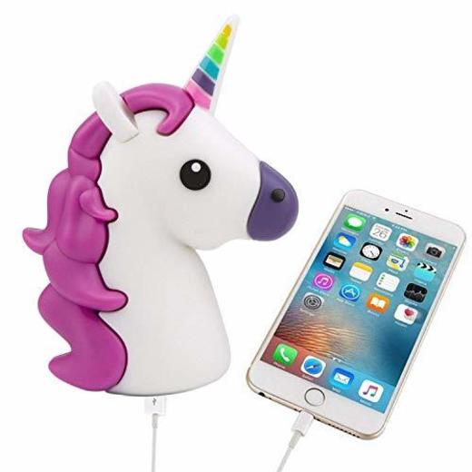 UBMSA Cargador unicornio Emoji Powerbank 2600mAh cargador de batería externa unicornio morado