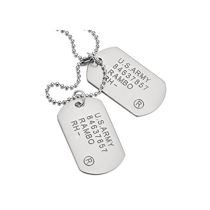 Moda COOLSTEELANDBEYOND Satinado Dos Piezas Militar Ejército Dog Tag