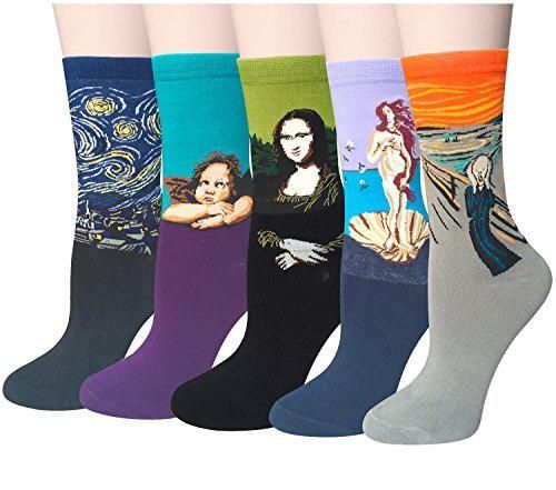 Chalier Pack de 4/5 Mujer Niña Calcetines Originales Ocasionales Estampados Divertidos Impresos