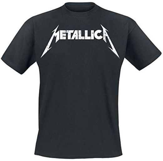 Metallica Textured Logo Hombre Camiseta Negro L