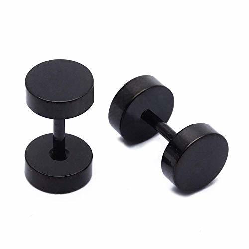 Social SODIAL(R) 6MM Par de Pendientes Acero Titanio Color Negro para Hombre Moda