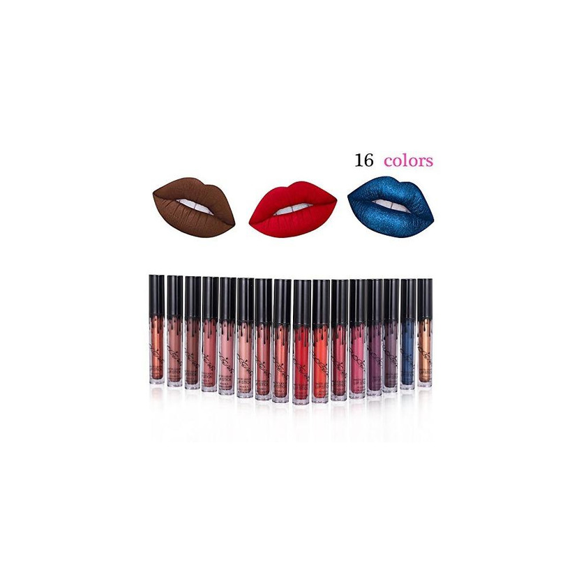 Producto 16 colores impermeable mate brillo de labios pintalabios maquillaje líquido Pintalabios belleza brillo de labios