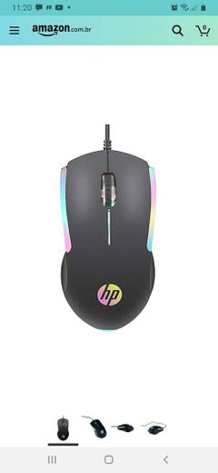 MOUSE GAMER HP LED MULTICORES, PRETO USB, 1000 DPI - M160

