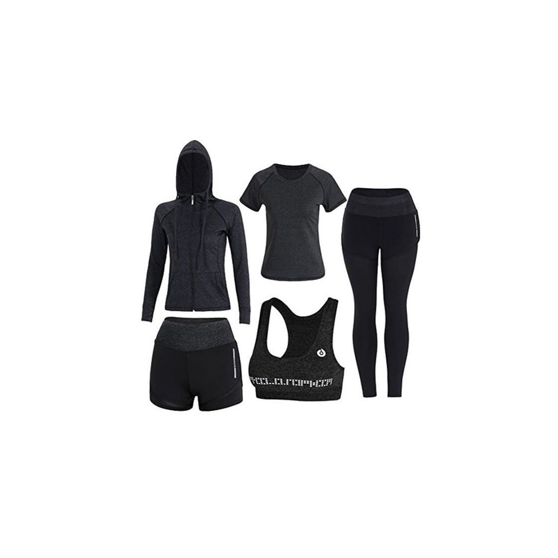 Product BOTRE 5 Piezas Conjuntos Deportivos para Mujer Chándales Ropa de Correr Yoga