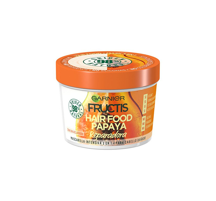 Belleza Garnier Fructis Hair Food Papaya Mascarilla 3 en 1-3 Recipientes de 390