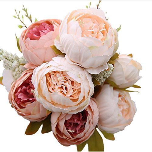 Luyue Ramo de flores artificiales vintage para decoración de boda Rosa Claro