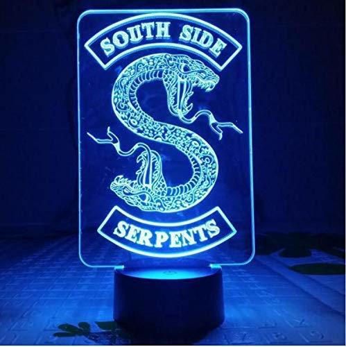 Insignias Riverdale Snake Logo Luz de noche Led Southside Serpientes Decoración Signo