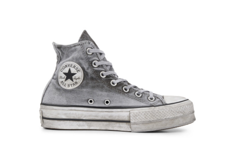 Converse grises de bota desgastadas con plataforma 