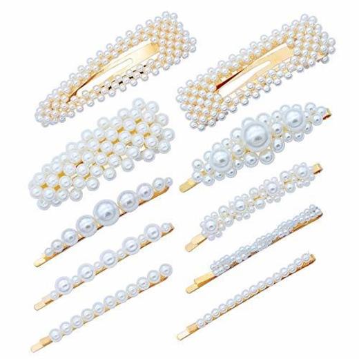 10 Unidades de Perlas de Faux Clips de Pelo Barrettes para Mujeres
