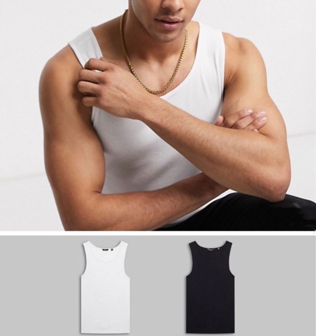 Fashion Pack de dos camisetas sin mangas en negro y blanco de Only &