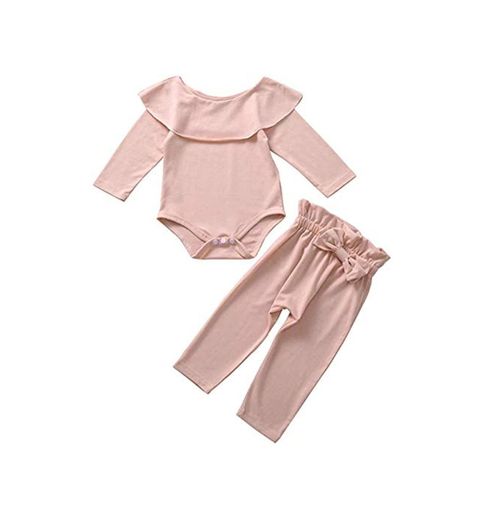 Baby Boys' Onesies Bodysuits Newborn Infant Girls Frill Solid Romper Bow Pant