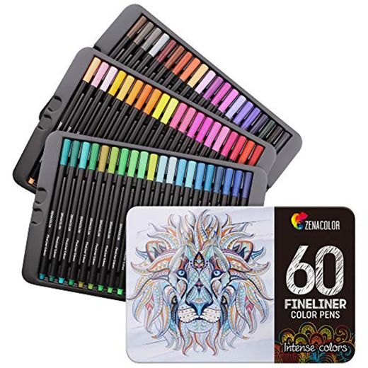 Zenacolor  60 Rotuladores Punta Fina 60 Colores Unicos - Bolígrafo Fineliner