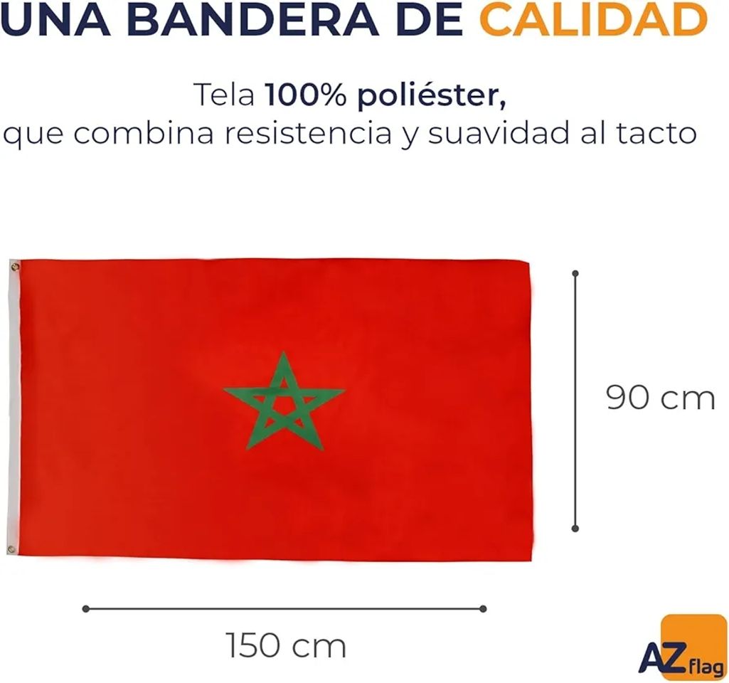 Fashion AZ FLAG - Bandera Marruecos - 150x90 cm - Bandera Marroquí 100% Poliéster Ligero con Ojales de Metal Integrados - 80g