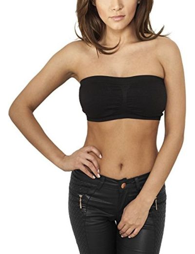 Urban Classics Ladies Pads Bandeau Top, Negro