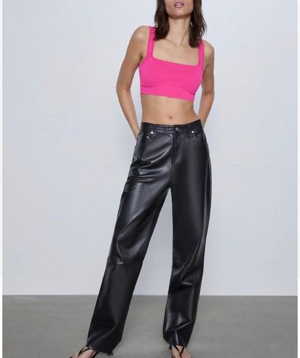 crop top de malha cor de rosa