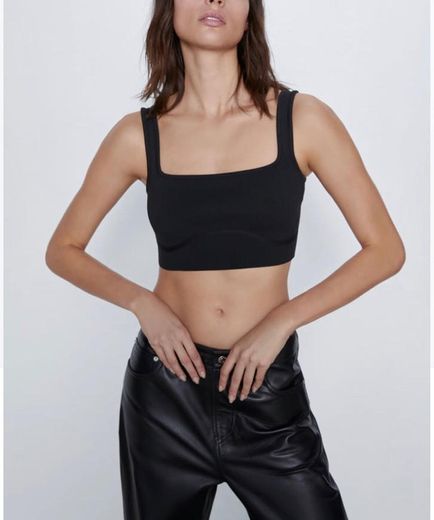 crop top de malha preto