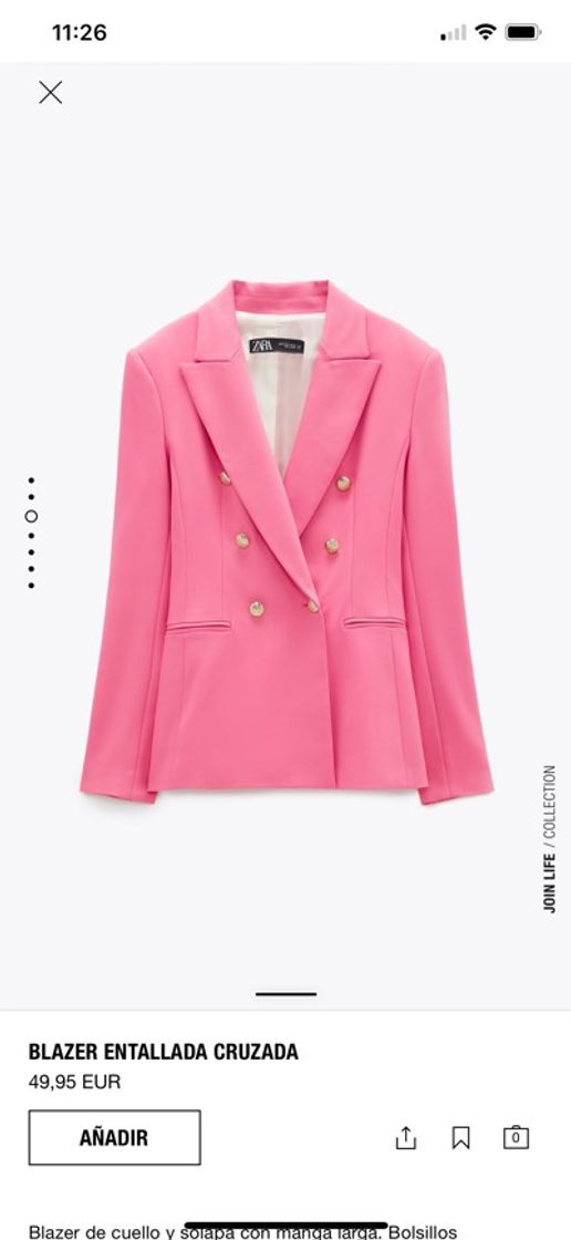 Fashion Blazer Rosa Zara