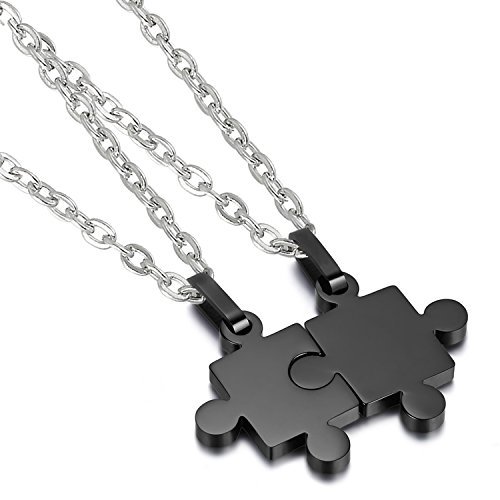 Fashion Cupimatch Collares para Pareja Colgante Puzzle Acero Inoxidable Regalo para Hombre Mujer