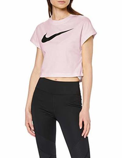 Nike Damen W Nsw Swsh Top Crop Ss T-shirt, Rosa