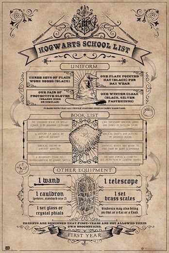 Póster Harry Potter - Hogwarts School List

