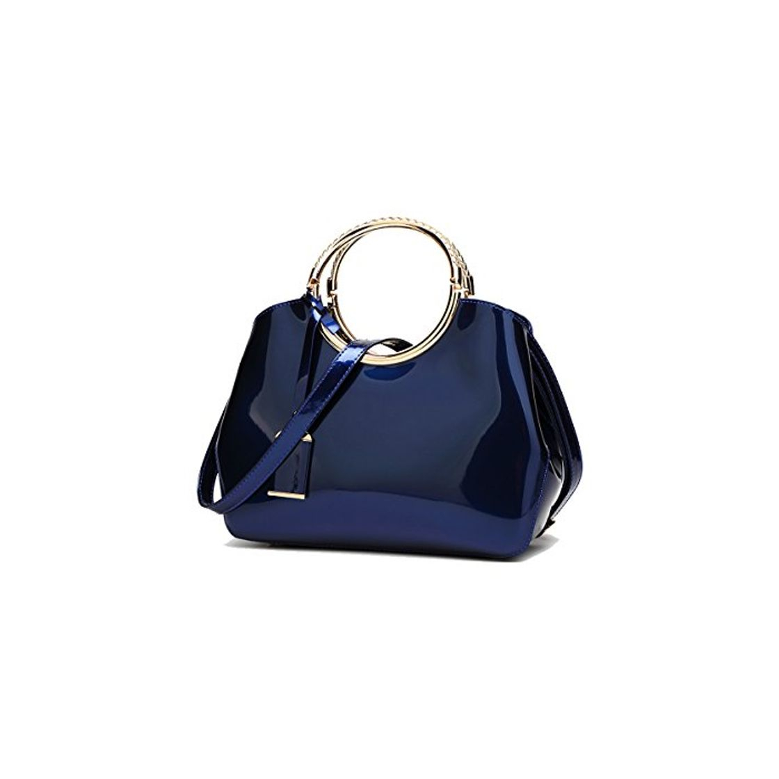 Social Coolives Manija del Anillo Bolso de Mano de Noche Cuero de Patente de PU para Mujer Azul Real