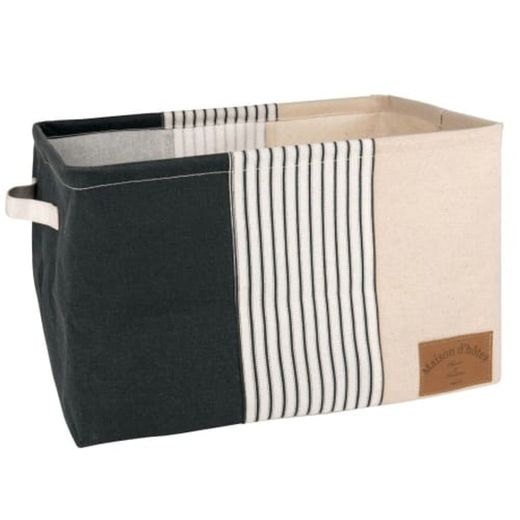 Cesta rectangular azul, blanca y gris