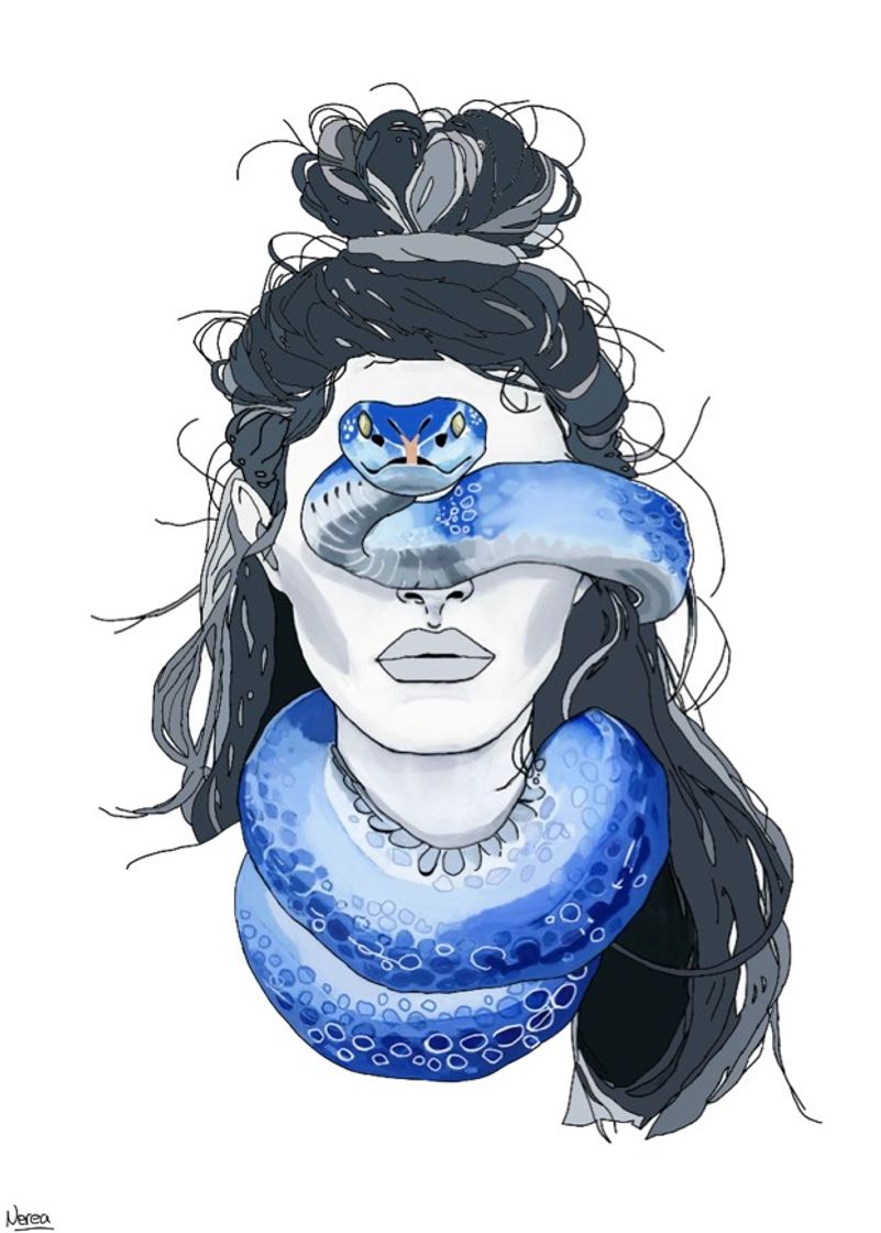 Fashion Ilustración blue snake