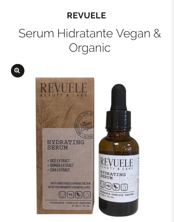 Moda Revuele serum hidratante Vegan & Organic 