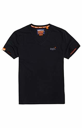 Fashion Superdry O L Vintage Emb S/s Vee tee Camiseta de Tirantes, Negro