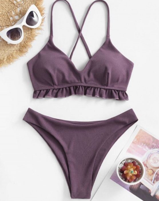 Social Zaful Ruffled Criss-Cross bikini 
