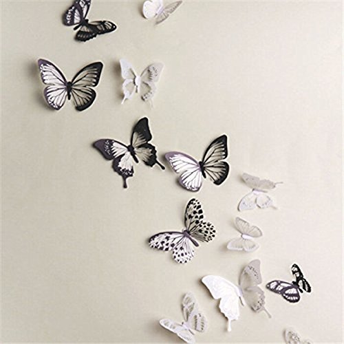 Home 18 Piezas 3D Mariposa Pegatinas de Pared Adhesivo Etiquetas Mariposas Decoración de