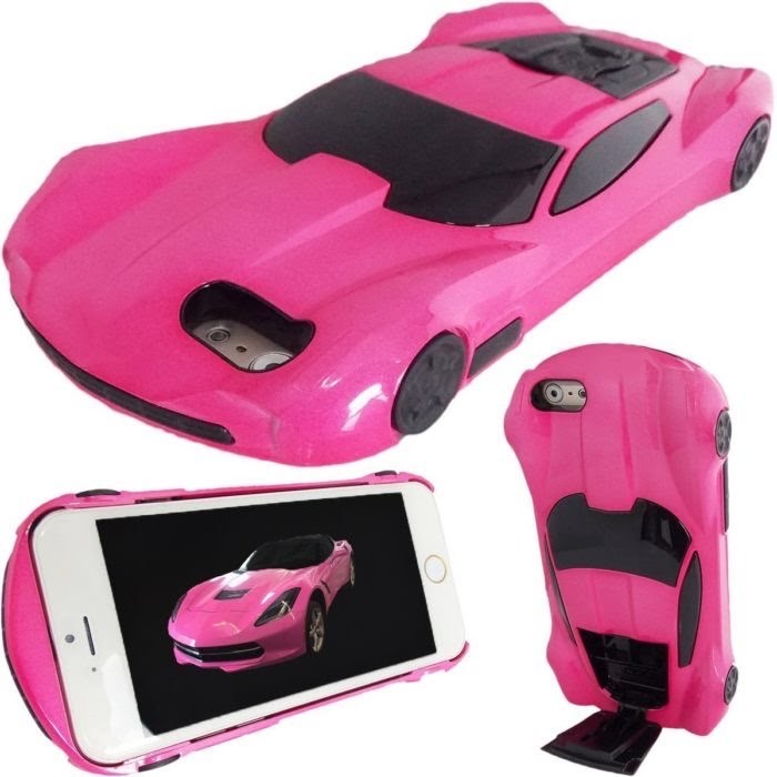 Moda FUNDA PARA CEL EN FORMA DE AUTO ROSA