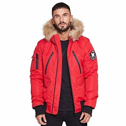 Good For Nothing Glacier Bomber Parka Fur Hood Jacket Small Red