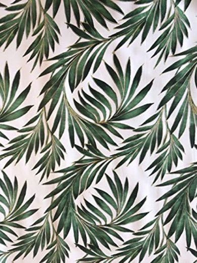 Mantel de vinilo con hojas de palmeras verdes, adecuado para hasta ocho