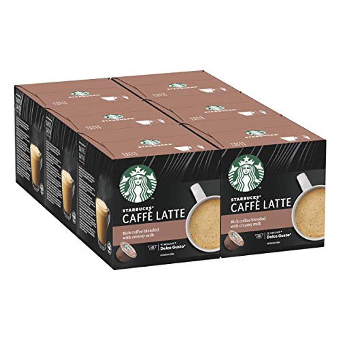 Product Starbucks Starbucks Caffe Latte De Nescafe Dolce Gusto Cápsulas De Café, 6