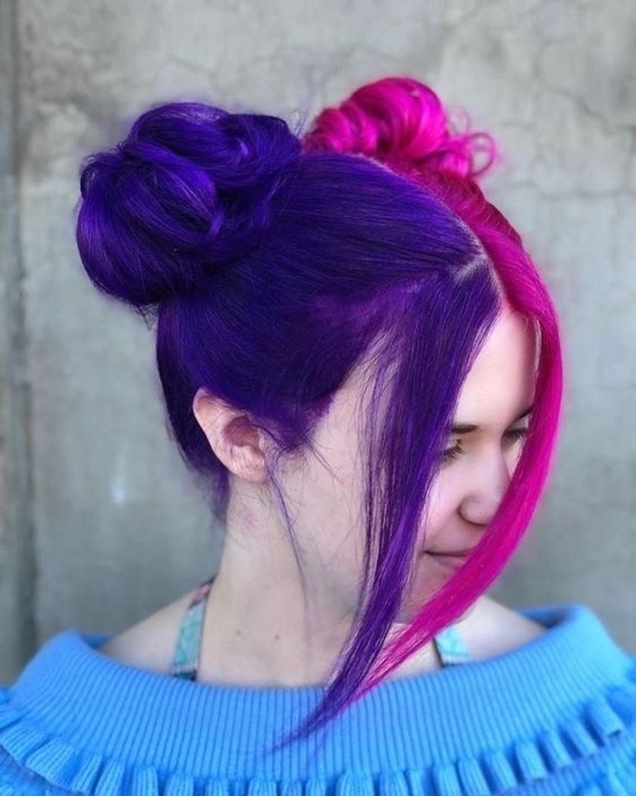 Moda Cabelo colorido rosa e roxo 💜💖