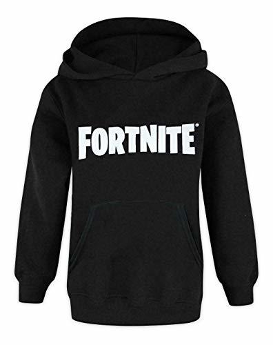 Producto Fortnite Logo Niños Camiseta de Manga Larga con Capucha Negro